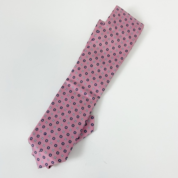 NEW Eton Silk Mens Tie Necktie Pink Patterned Made in Italy NWOT - Picture 1 of 7